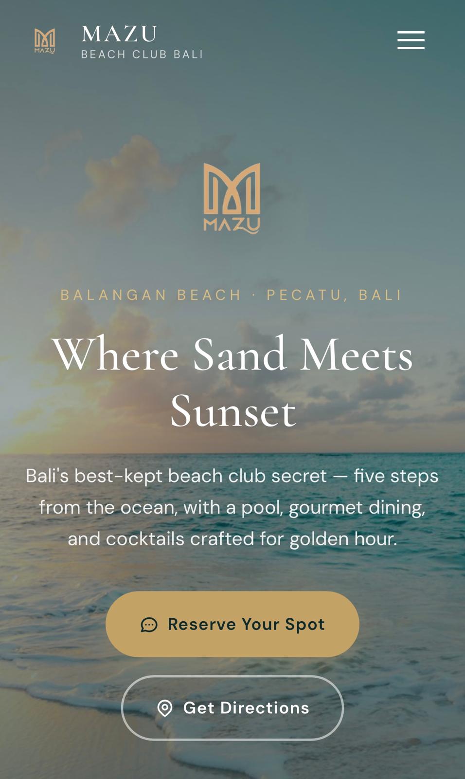 Mazu Beach Club Bali mobile mockup